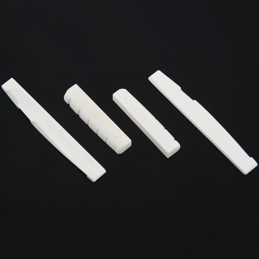 Classy-4 Sets Of 8Pcs 6 String Acoustic Guitar Bone Bridge Saddle And Nut Made Of Real Bone