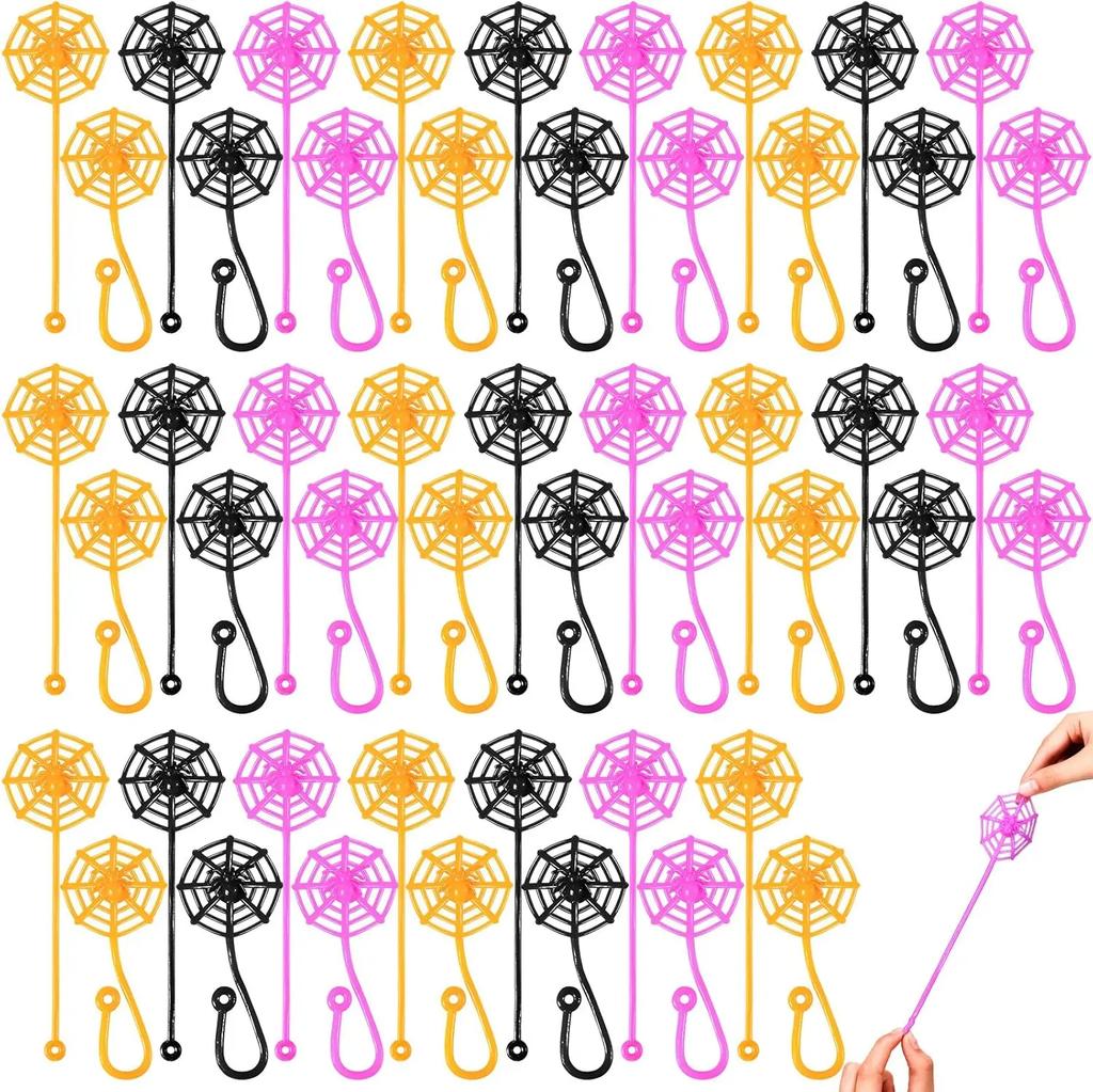 15PCS Halloween Stretchy Toys Sticky Hands Spider Webs Skeletons Party Favors for Kids Halloween Goodie Bag Fillers Game Prizes