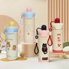 Taza de vacío portátil de dibujos animados de alta capacidad con cuerda de elevación Botella de taza de acero inoxidable 316 Botella de agua aislada Para niños y niñas