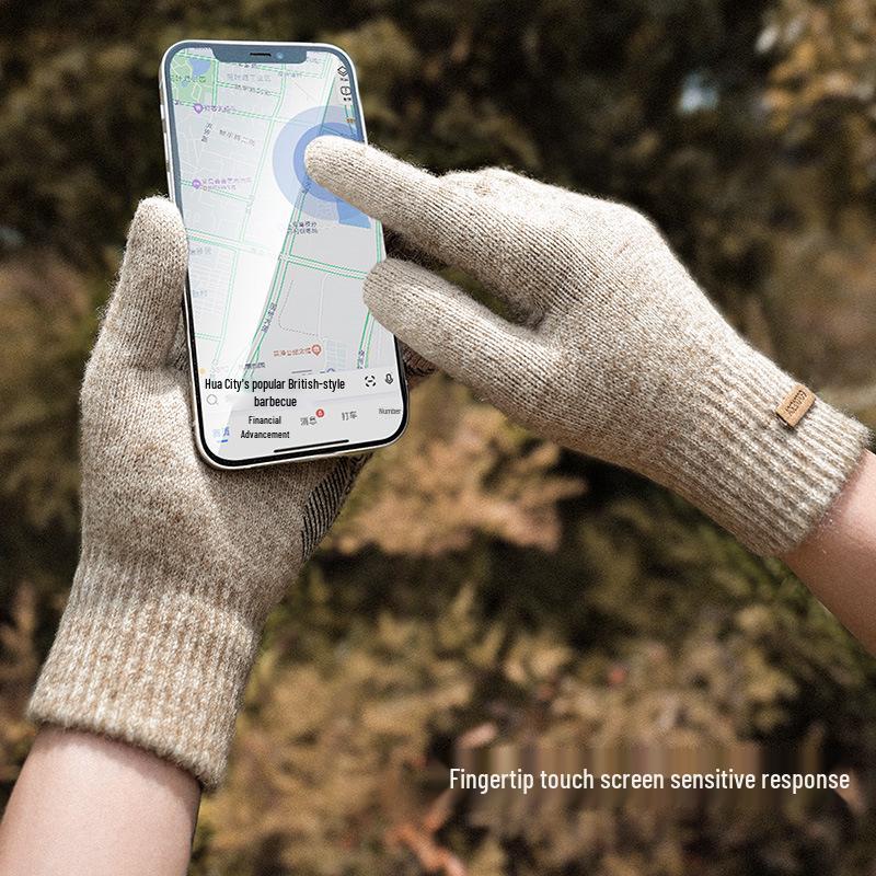 Herren Winter Winddichtes Fleece Radhandschuhe mit Samtfutter