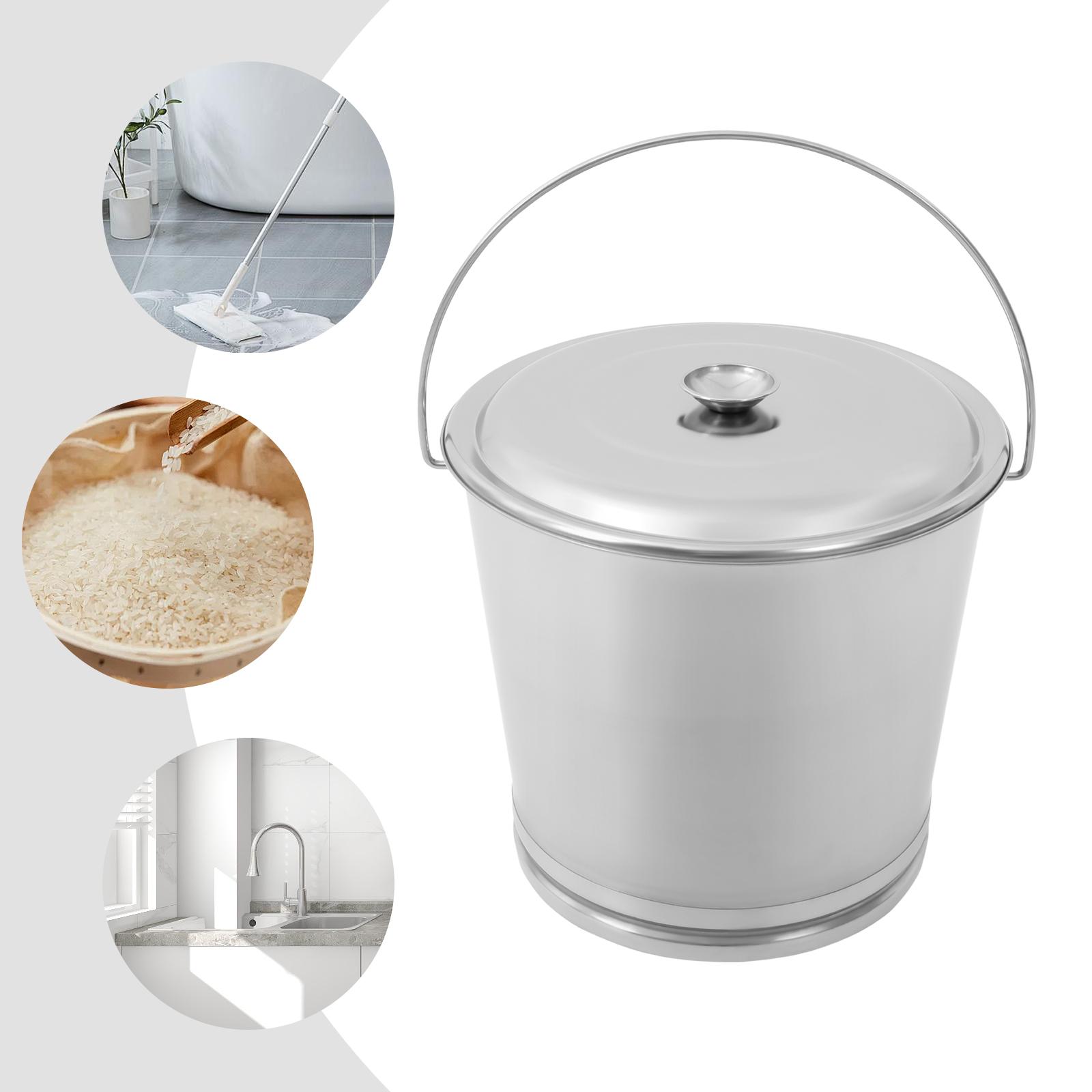 

20L 201 Stainless Steel Bucket,Silver Free Standing Milk Bucket with Lid for Storing and Transporting Pet Dry Food срібний