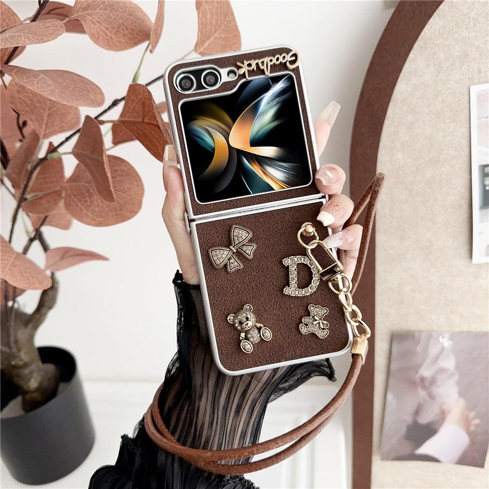 

3D Милый Брелок Медведь Чехол для Телефона Для Samsung Galaxy Z Flip 6 Flip 5 Flip 3 4 Противоударный Чехол Fundas For Galaxy Z Flip 3