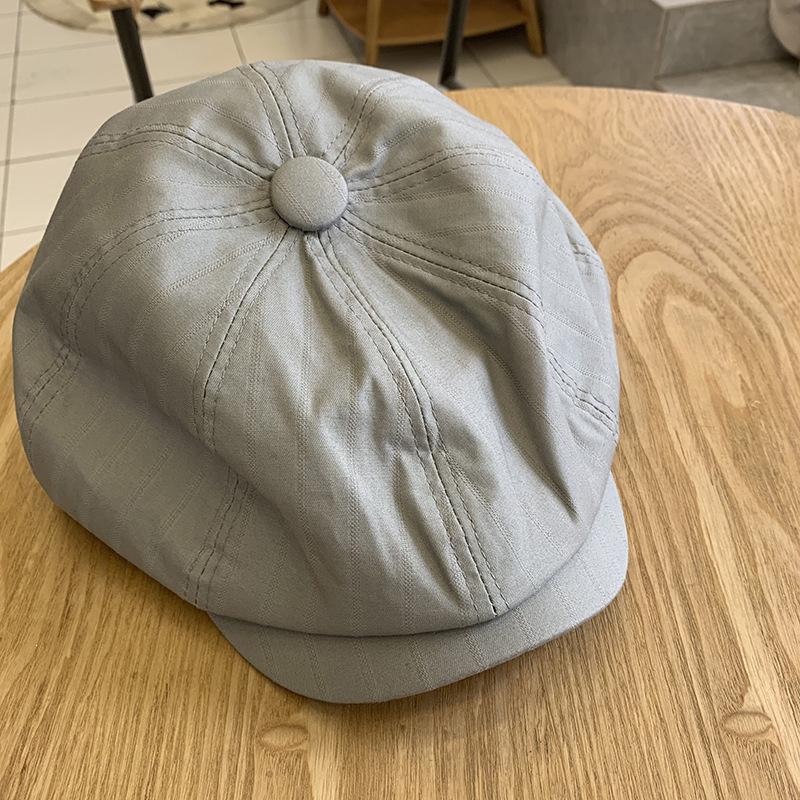 

RICYGVM Retro Duck Tongue Cap For Women Japanese Sunscreen Forward Hat Solid Cotton Octagonal Beret Autumn Fashion Girl Visors One Size сірий