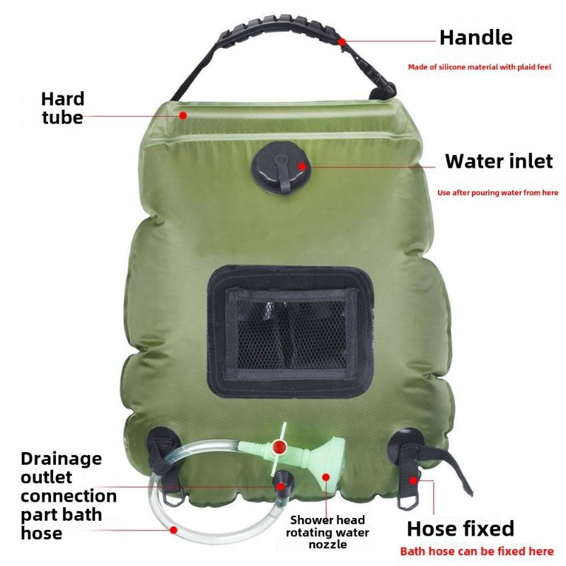 20l Solar Heating Camping Shower Bag Portable Outdoor Solar Shower With Removable Hose On-off Shower Head