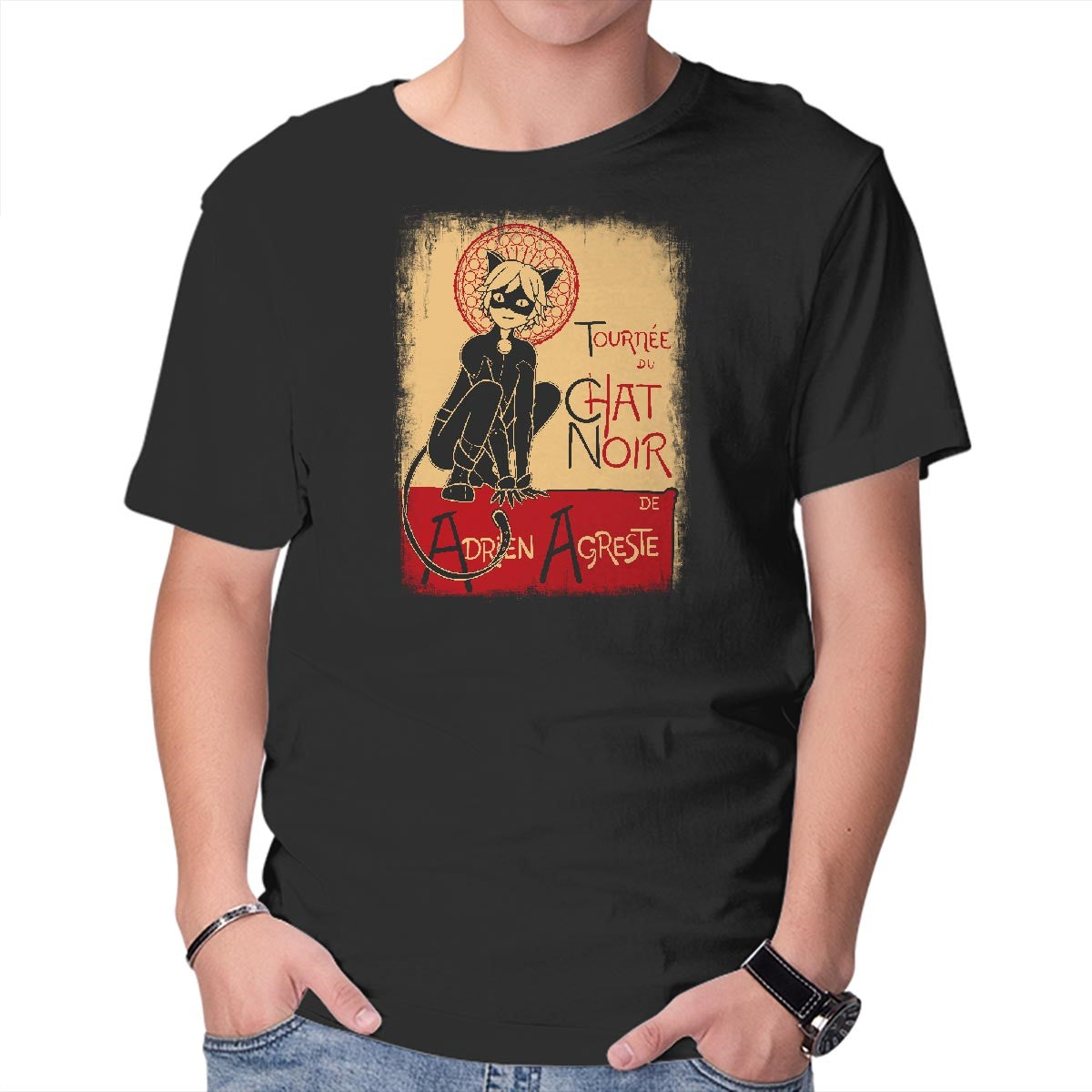 Unisex Crew Neck T-Shirt Miraculous Chat Graphic Short Sleeve Casual Tee XS