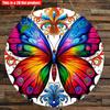 2D Flat 20*20cm1pc Vintage Style Butterfly with Rainbow Wings Design Hanging Wooden Art Decorative Plates, Decorative Signage Applicable To Bedroom