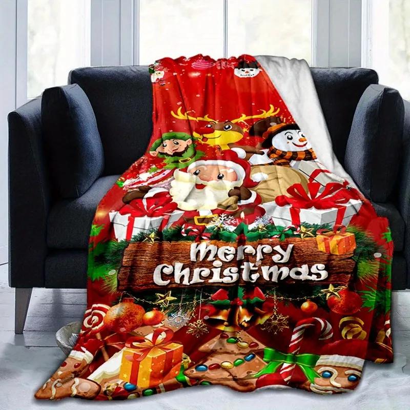 Cozy Santa Claus Christmas Throw Blanket Soft Lightweight For Couch, Bed, And Travel Perfect Holiday New Year Gifts Blankets