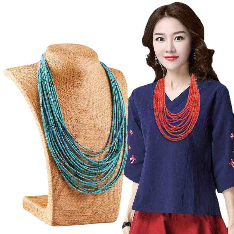 Bohemian Ethnic Hand-Woven Seed Bead Necklace Set