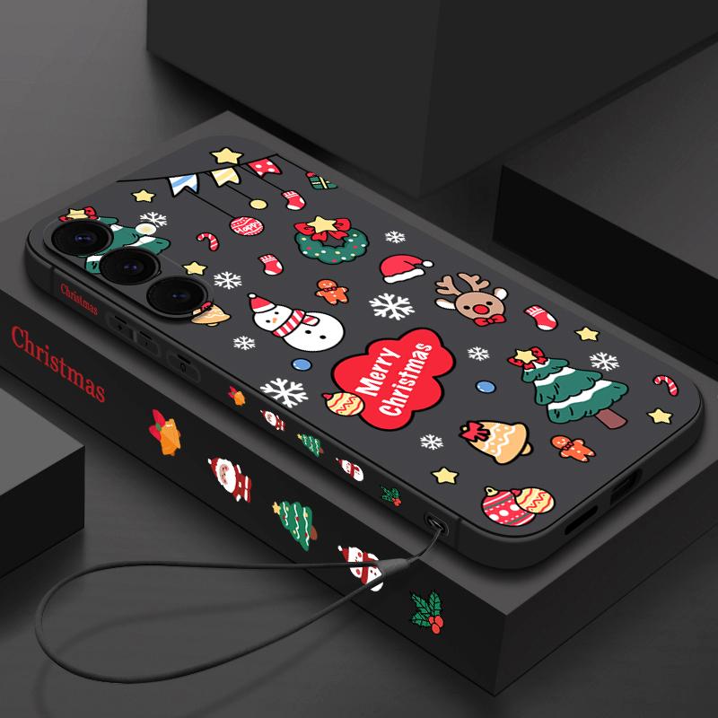 Christmas Snowman Magnetic Case For Samsung Galaxy S21 S24 FE S24 S23 S22 Ultra Plus For Magsafe Wireless Charge Lanyard Cover