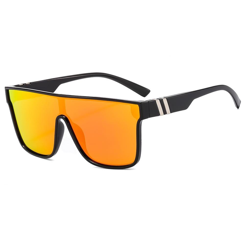 Cross Border Hot Selling European American Fashionable Cycling Glasses Men's Outdoor Sports One-piece Sunglasses Real Film Dazzling Women