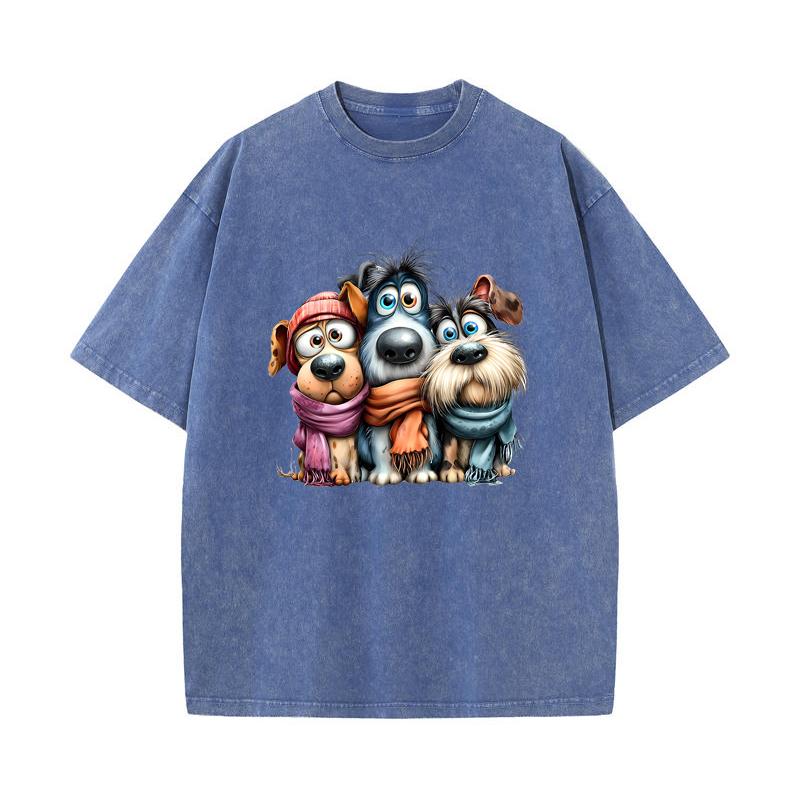 SX-73 MINISO 2026 Summer Vintage Wash  Printed Pure Cotton Shoulder Style Men's and Women's Round Neck Short Sleeved Couple T-shirt