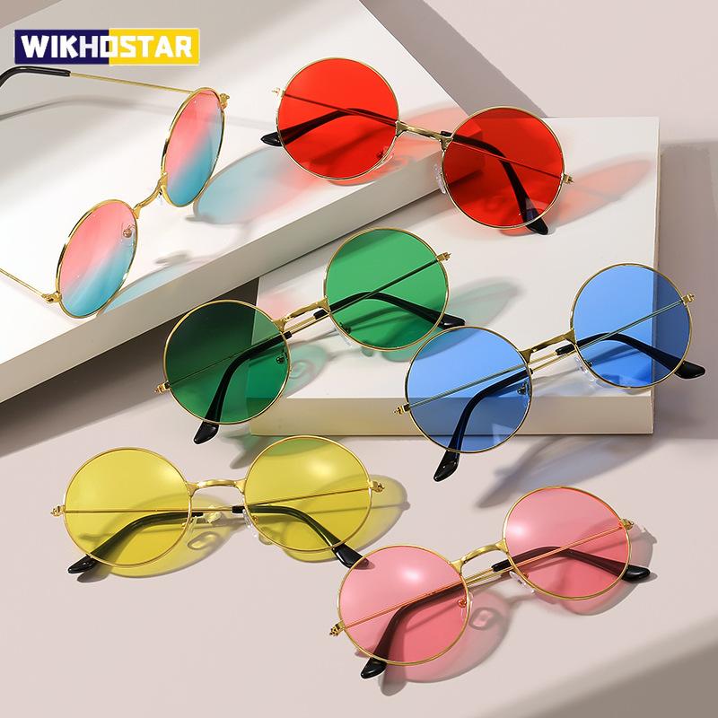 Módní Disco Hippie Dámské Pánské Kruhové Brýle Kulaté Sluneční Brýle Kovové Párty Brýle pro Dámy a Pány Taneční Párty