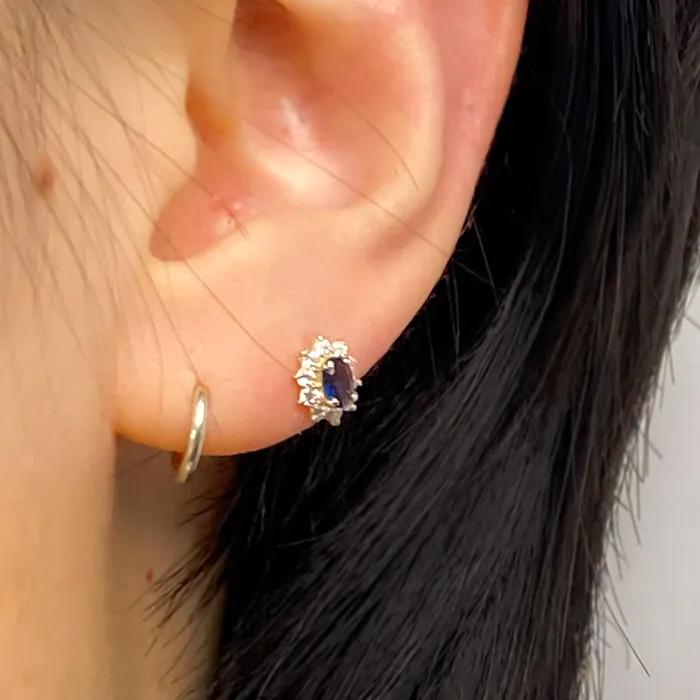 14K Sapphire Sunflower Earrings