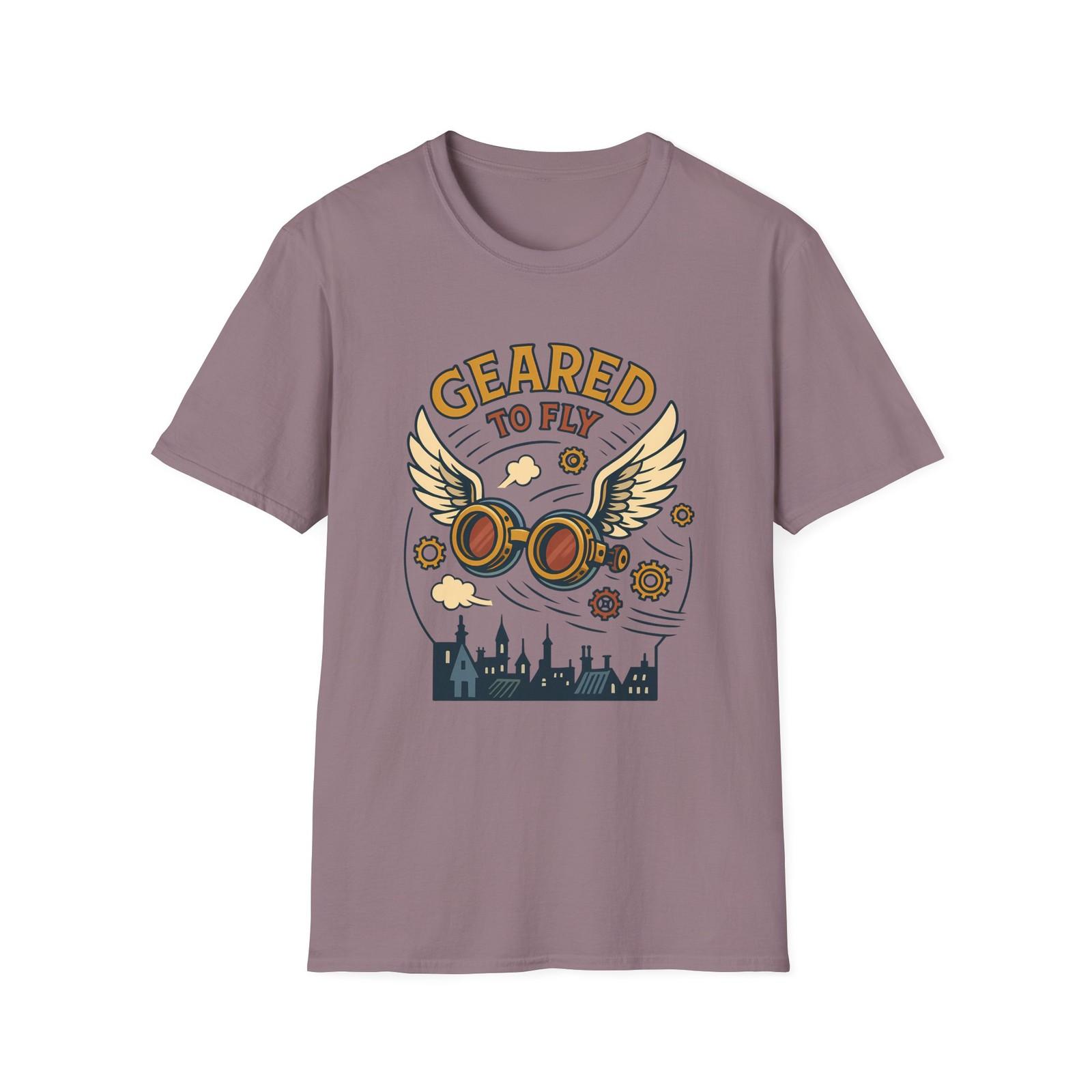 Unisex Softstyle T-Shirt Mens Womens Tees Top Steampunk Flying Goggles Gears Wings Retro Victorian 4XL