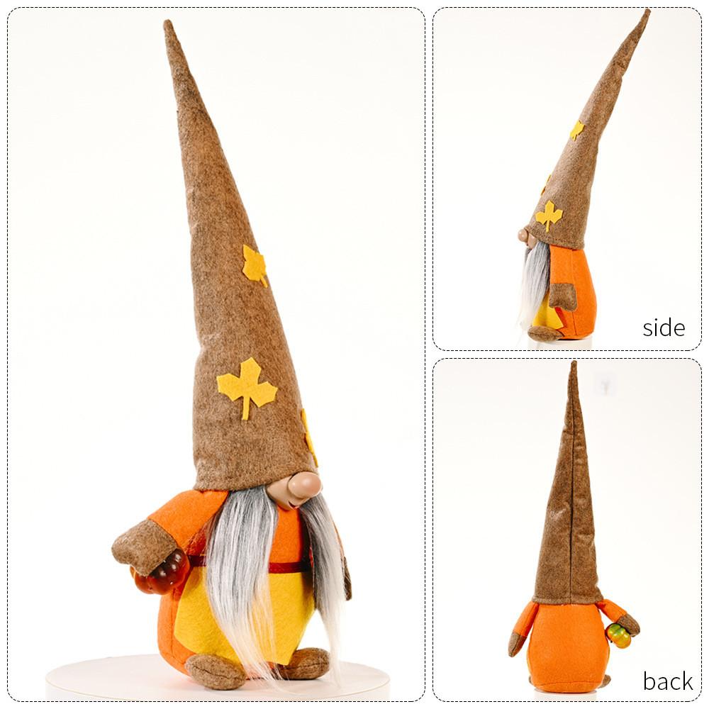 Festive Pumpkin Maple Leaf Hat No Face Doll Decorative Home Thanksgiving Item
