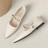 Soft Sole Flats Women's Fashion Rivet Buckle Straps Mary Jane Shoes Elegant Pointed-toe Pumps Lady Microfiber Leather Work Shoes
