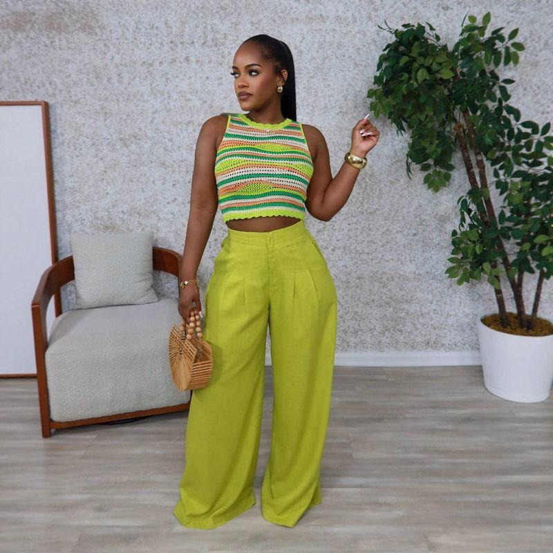 

Ol6189 New Fashion Women s Clothes Casual Pants Straight-Leg Pants Pants Green M