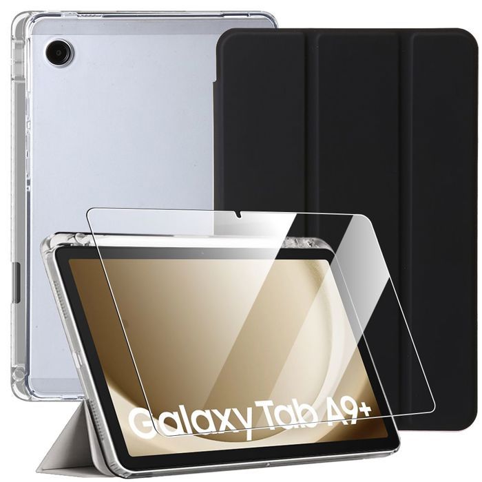 Case + Tempered Glass - BOOLING - Samsung Galaxy Tab A9 Plus - Shockproof - Black - Stylus Holder