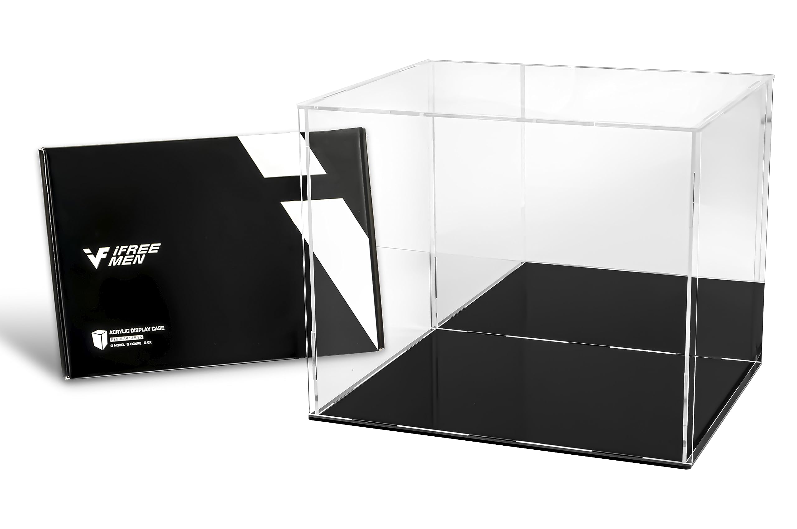 

iFREEMEN Large Figure case Acrylic case Collection case black pedestal rear [PREMIUM] (30x25x25cm, + mirror)