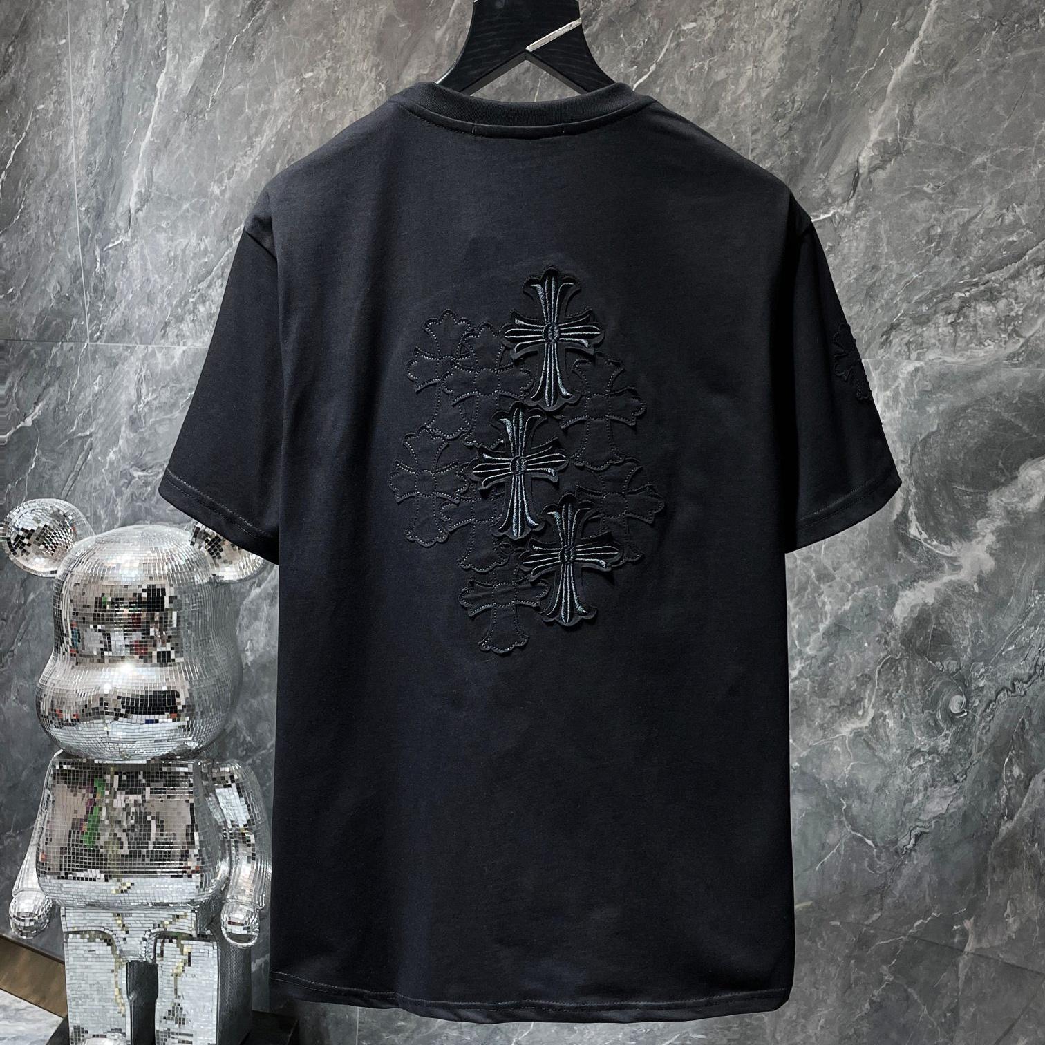 

8715 ХРОМІЗОВАНІ СЕРДЕЧКА 2025 Літня нова високоякісна бавовняна футболка вільного крою великого розміру для чоловіків та жінок, футболка для пар L чорний