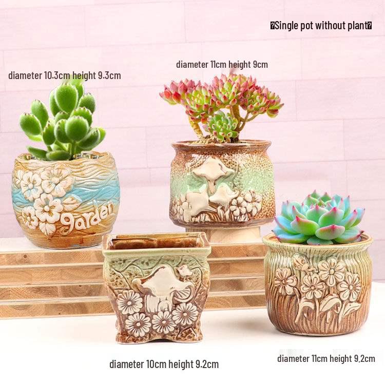 Unglasiertes Keramik-Sukkulenten-Blumentopf aus lila Ton - Klein, Schlichtes, Pastorales Design mit kostenlosem Versand