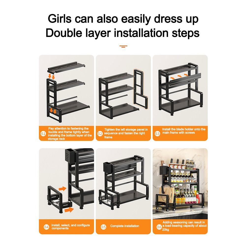 2/3-stufiges Gewürzregal Multifunktionales Gewürzregal Langlebiger Schneidebretthalter für Küchenaufbewahrung
