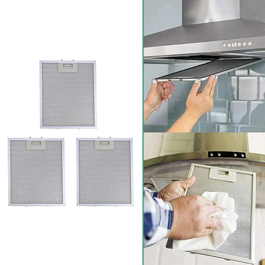 3PCS Grease Filters For RANGEMASTER Cooker Hood Metal 300 X 250mm Silver Filter Household Range Hood Ventilation Accessories