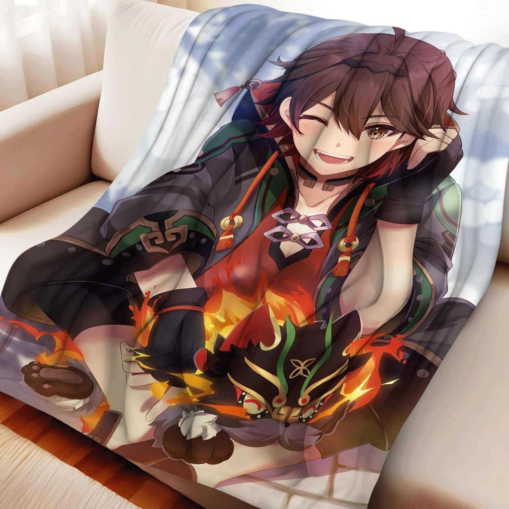 Game Genshin Impact Gaming Soft Flannel Blanket Cover Warmth Soft Anime Blanket Multifunctional Decor Home Universal Blankets