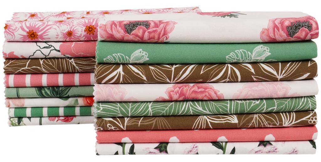 Soimoi 16 Pc Fat Quarter Bundle Floral With Geometrics  Print 18"x 22"  DIY Patchwork-100  Cotton  Pre-Cut Quilting Fabric Pink &