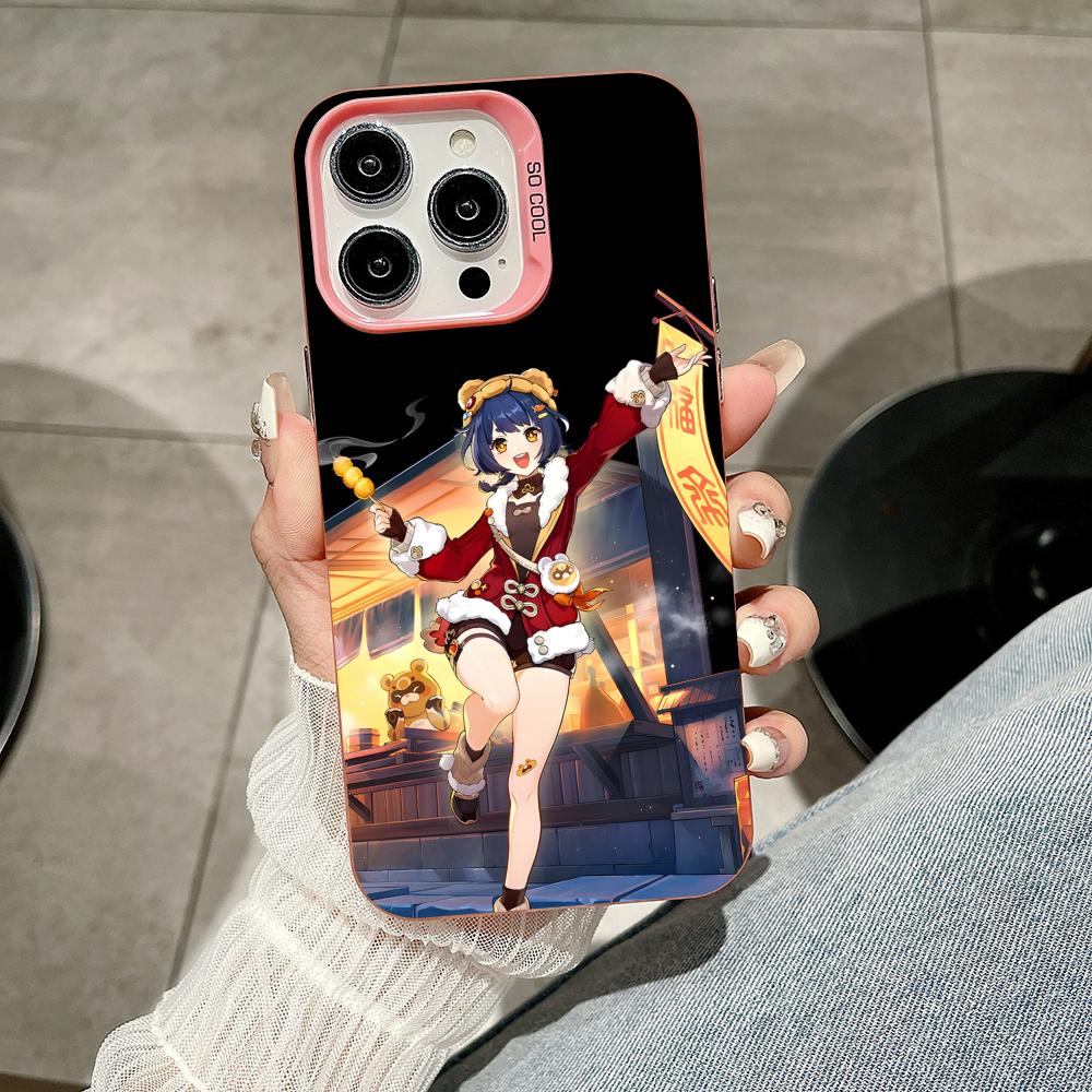 

Game GI Xiangling Pink Translucent Mobile Phone Case for iPhone 17 16 15 14 13 12 11 X XR XS Air Pro Max Plus Colorful Cover iPhone 13 Pro Max