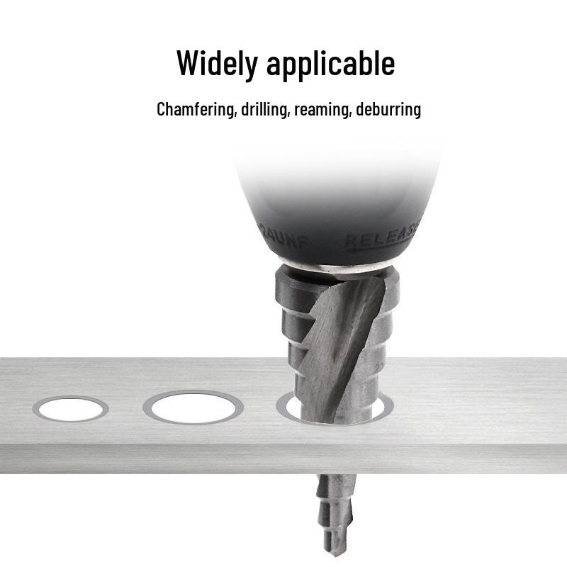 Silver Spiral Groove Step Drill, High-Speed Steel 4241 Cone, Triangle Shank, Sizes: 4-12mm, 4-20mm, 4-32mm (White).