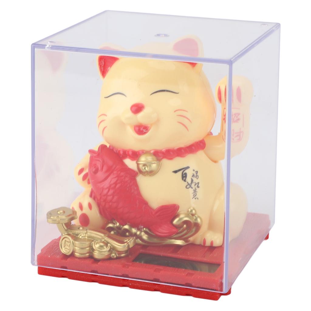 Solar Waving Cat Innovative Cute Solar   Cat Solar Powered Fortune Cat with Transparent Cover for Car Dashboard Cashier Desk Store