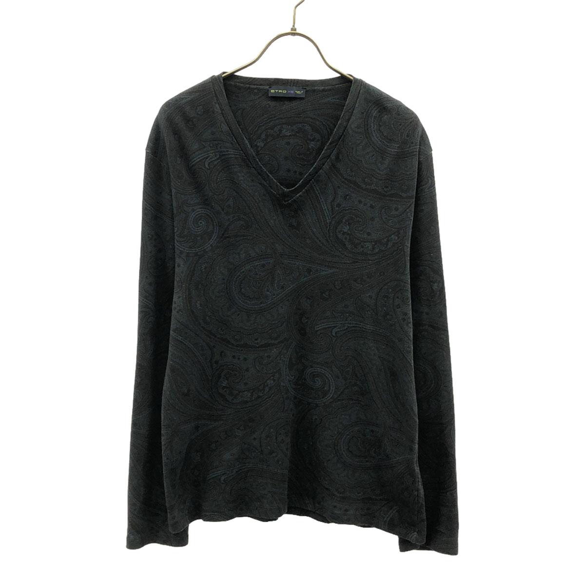 

ETRO made in Italy Paisley Long sleeve V neck Cut XS Navy system Ron T Men s Used