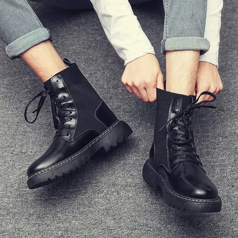Fashion Male Shoes Black Warm With Fur Winter Men's Boots Designer Offer Comfortable In Promotion Non Slip Footwear Low Price Cheap Y2k