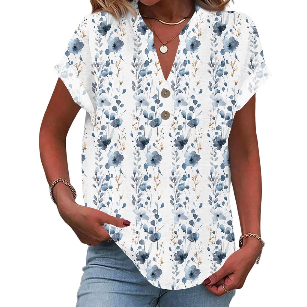 Linen Tops For Women Summer V Neck Short Sleeve Length Sleeve Womens Tops Casual Loose Fit Blouses