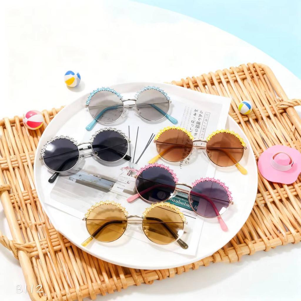 2026 Children's Activity Flower Glasses Fashion New Retro Round Metal Eyeframe Sunglasses