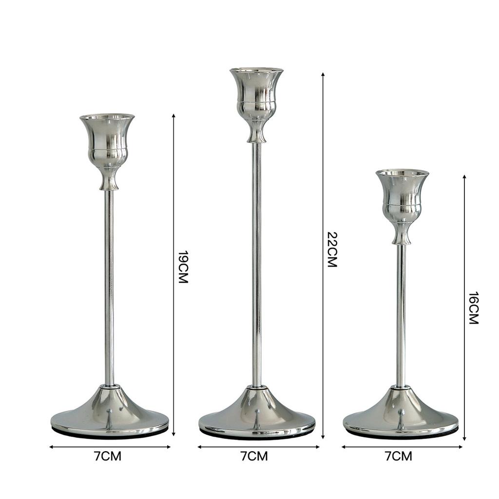 For Wedding Anniversary Home and Hotel Decoration Vintage Elegant Metal and Aluminum Set of 3 Tabletop Candle Holders Suitable