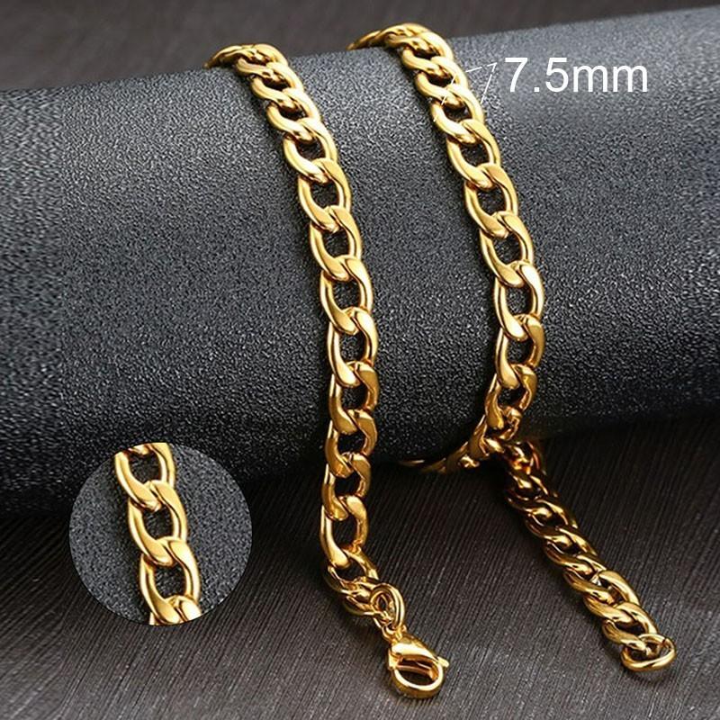 Vnox Pánský kubánský řetězový náhrdelník z nerezové oceli, černozlatá barva, pánský choker, šperky, dárky pro něj