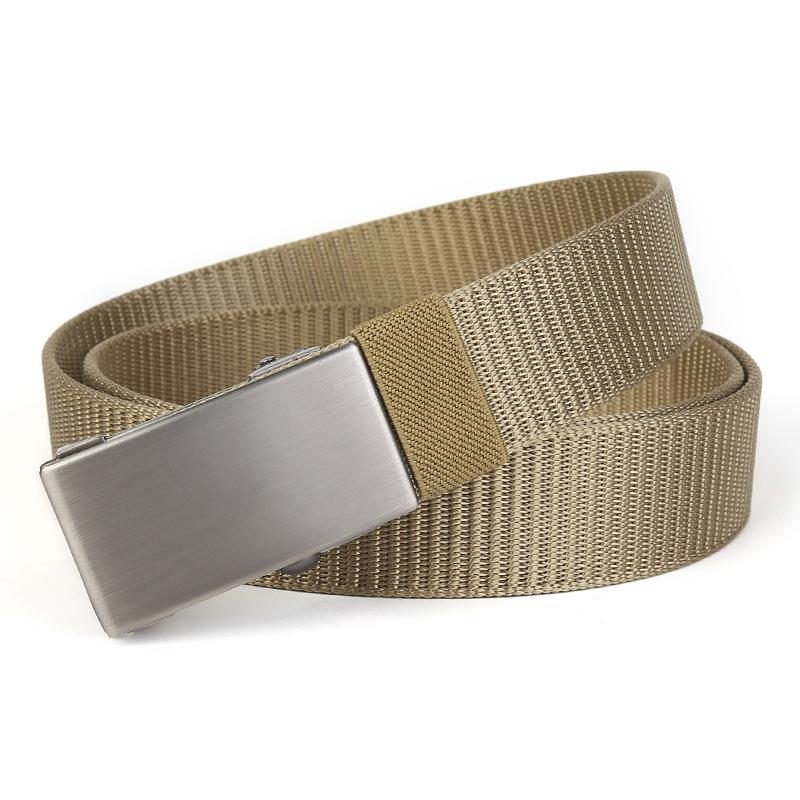 Nylonový pásek Pánské Tide Ins Plátěná džínovina Pracovní kalhoty Pásek uvnitř Oblečení Bezzubý Bezděrový pásek s automatickou přezkou