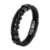 Natural Volcanic Stone Bead Bracelet Woven Leather Multi-layer Bracelet Magnetic Buckle Bracelet 2026