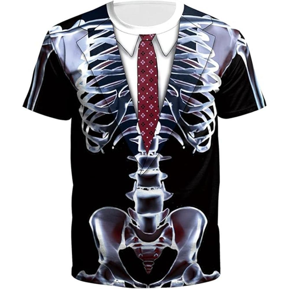 New Halloween Skeleton 3D Graphic T Shirts For Men Women Harajuku Round Neck Tees Tops Clothing Skull Halloween Costume T-shirt