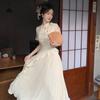 Women's Summer Cheongsam Dress with Tassel Embroidery – Youthful Chinese Style with Irregular Waist-Cinching Long Skirt