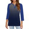 Women's T Shirt Print Button 3/4 Sleeve Daily Weekend Fashion Basic V- Neck Regular Top