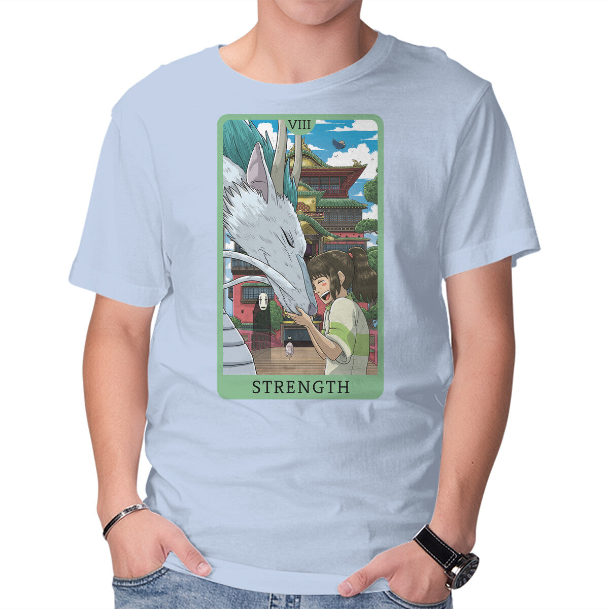 Unisex Crew Neck T-Shirt Strength Ghibli Graphic Short Sleeve Casual Tee XL