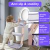 Children's Toilet Seat Stairway Adjustable Baby Toilet Folding Stand Step Stool Toilet Seat Ring with Nonslip Pad for Boys Girls