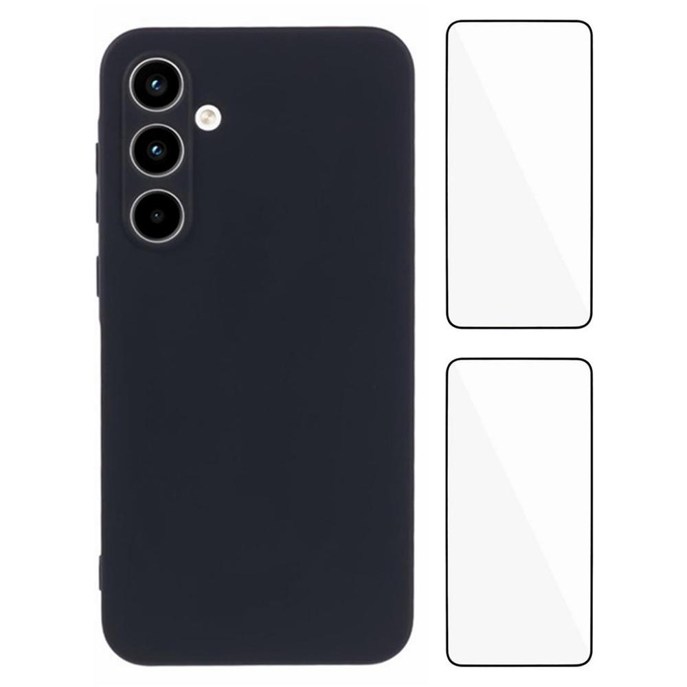 

WANLONFENG RB3 Series For Samsung Galaxy A15 4G/5G Case with 2Pcs Screen Film Precise Lens Hole Soft TPU Phone Back Cover Black