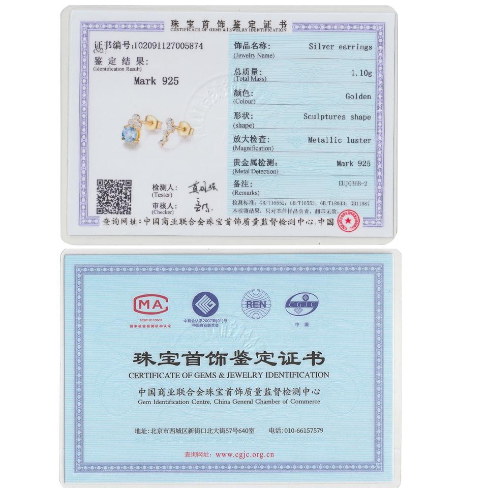 Umcho Natural Sky Blue Topaz Stud Earrings For Women Yellow 925 Sterling Silver Earrings Female Love Gift Fine Jewelry