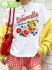 Women's American Retro Limoncello Print Cotton Slimming T-shirt - Short Sleeve, Casual Summer Top