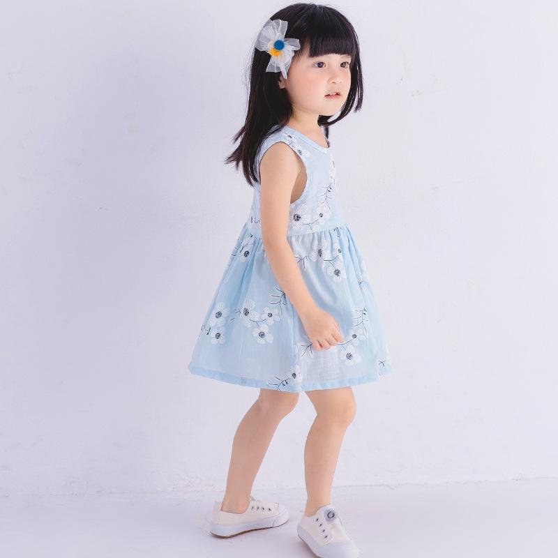 Baby Girls Summer Dress Sleeveless Hollow Back Pleated Skirt T-Shirt Dress 0-24 Months Breathable Photoshoot & Party Outfit