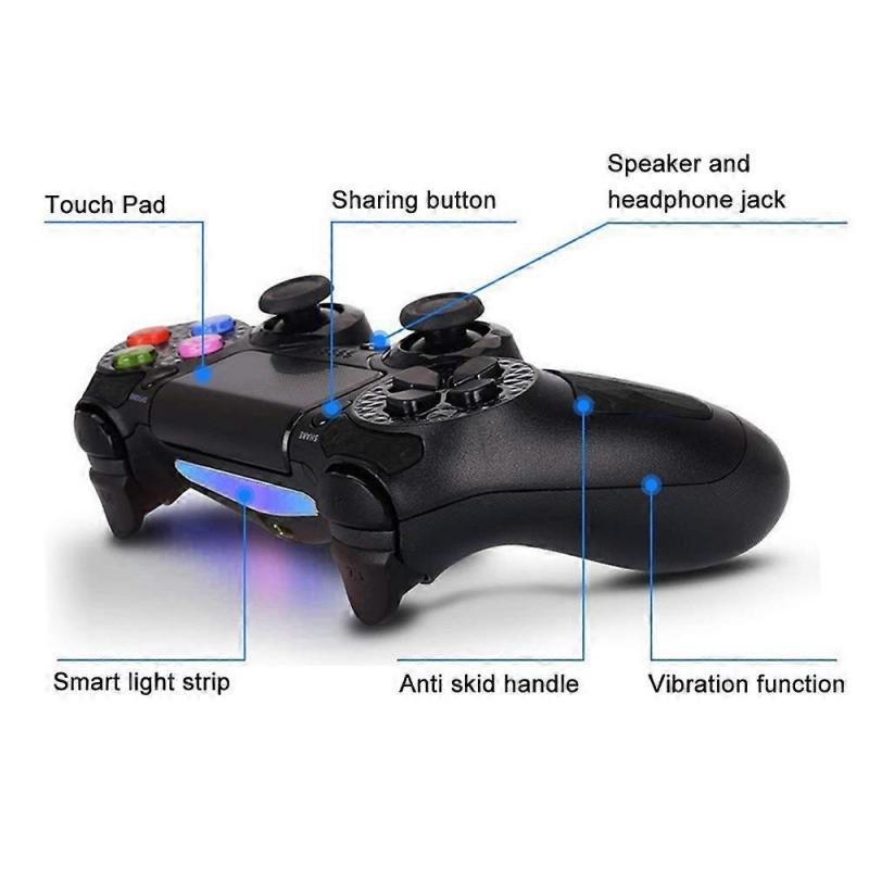 Controller Drahtlos Bluetooth Double Shock Controller Joystick Gamepad für PS4 mit Touchpad und Audioanschluss-schwarz-